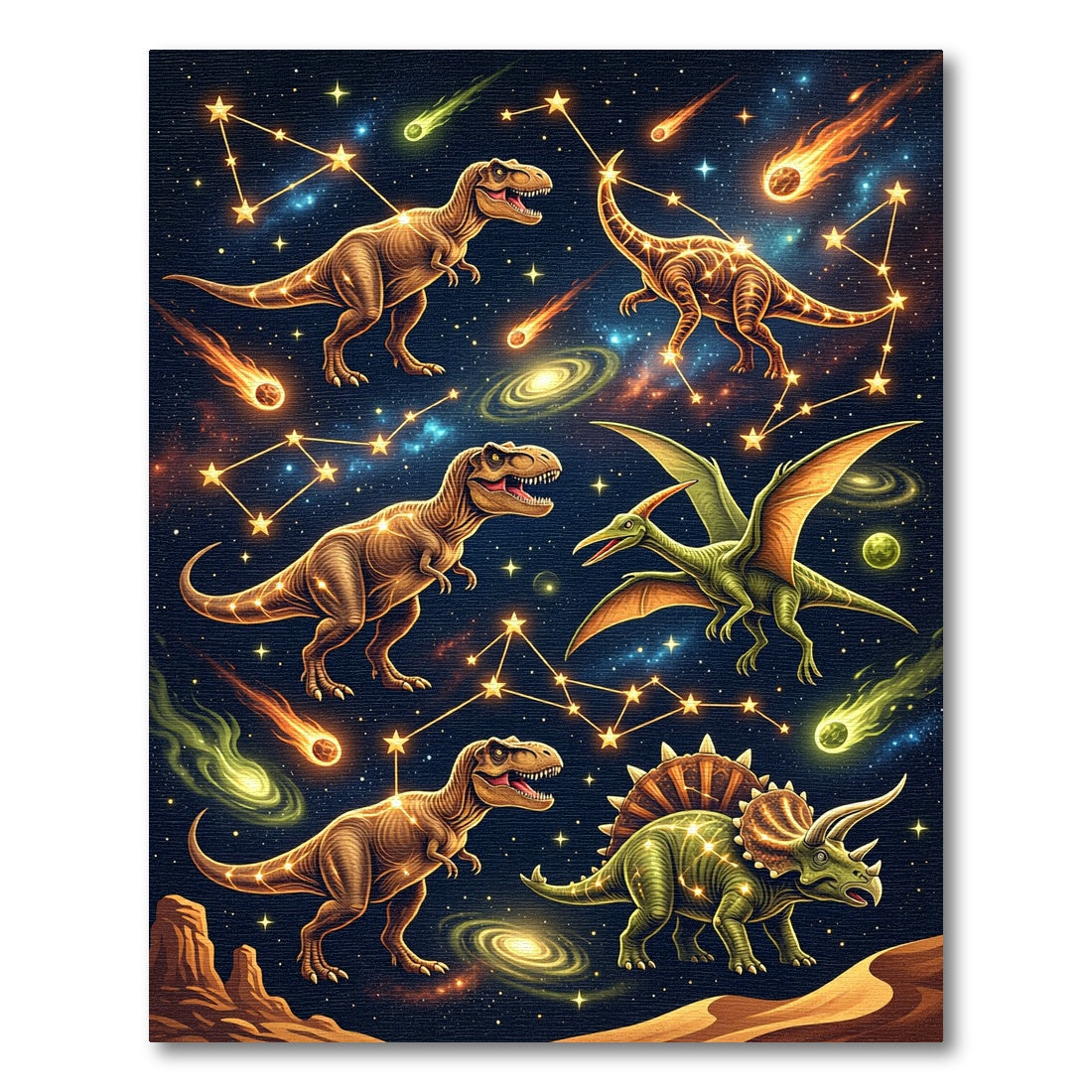 Celestial Dinosaur Constellation Cosmic Scene Rug