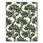 Elegant Forest Green Botanical Foliage Rug
