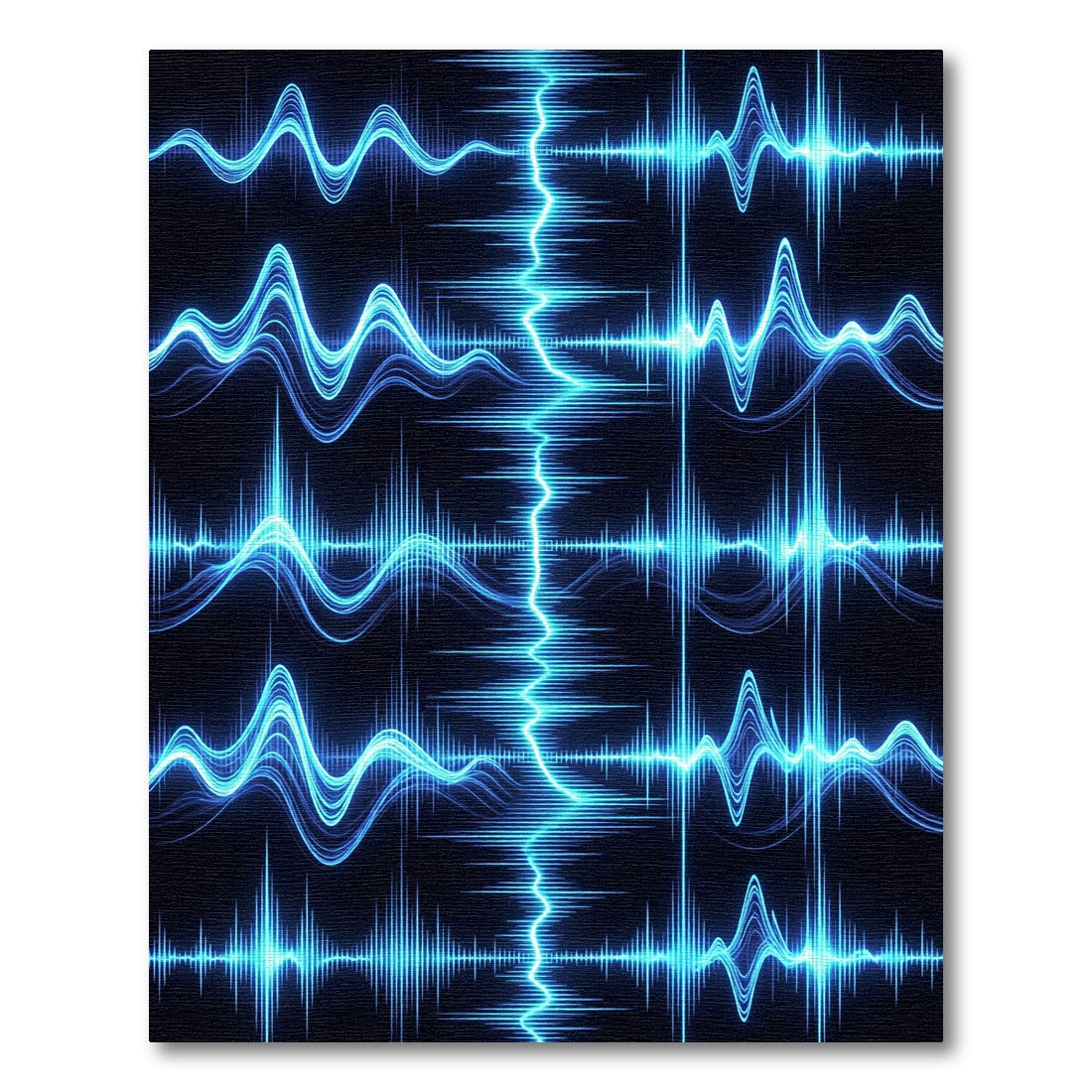 Electric Blue Sound Wave Rhythms Rug