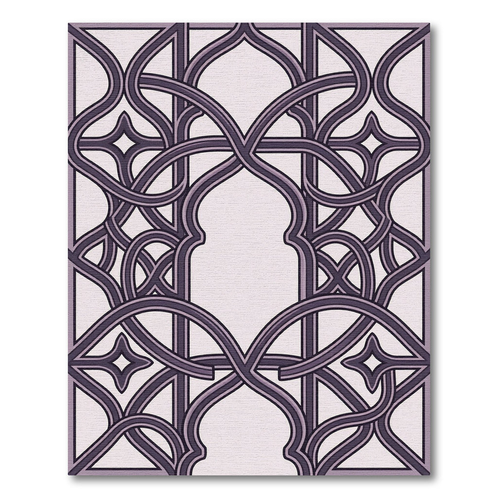 Elegant Plum Interlocking Arch Scroll Rug