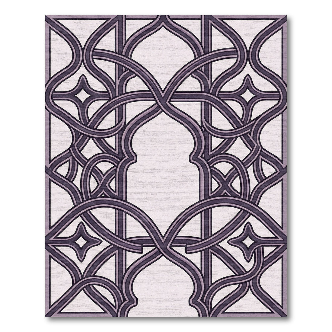Elegant Plum Interlocking Arch Scroll Rug