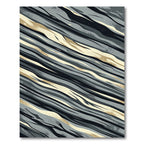 Modern Metallic Gray Abstract Wave Rug