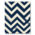 Navy and Cream Geometric Chevron Rug