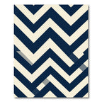 Navy and Cream Geometric Chevron Rug