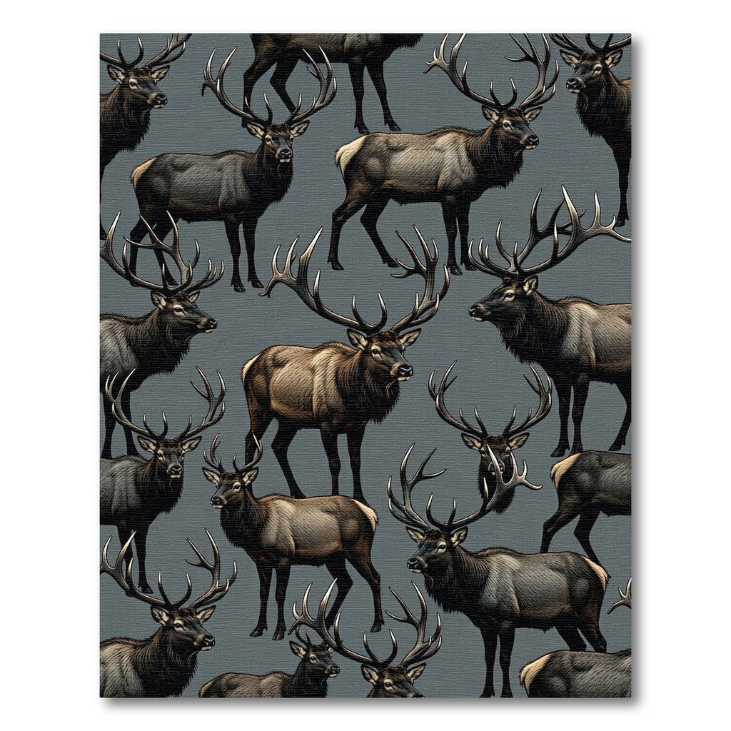 Majestic Elk Herd Wildlife Scene Rug