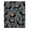 Majestic Elk Herd Wildlife Scene Rug