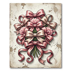 Elegant Pink Ribbon Bouquet Illustration Rug