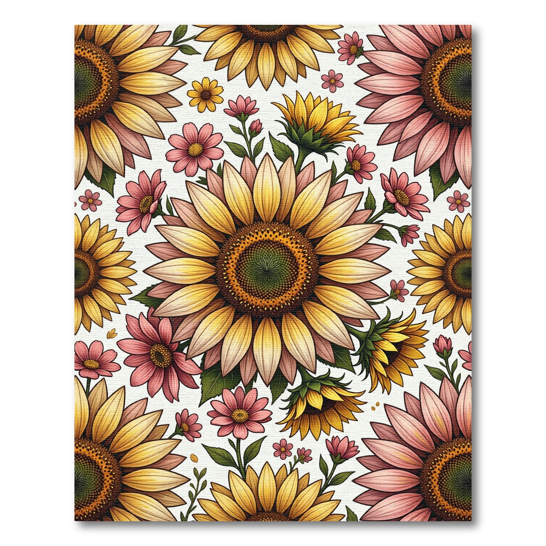 Whimsical Sunflower and Pink Floral Bouquet Rug
