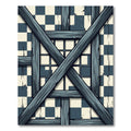 Dark Teal Wood Timber Checkerboard Rug