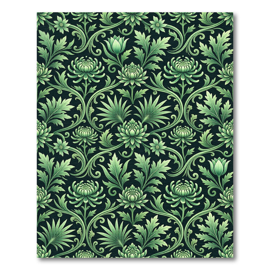 Lush Green Floral Vine Rug