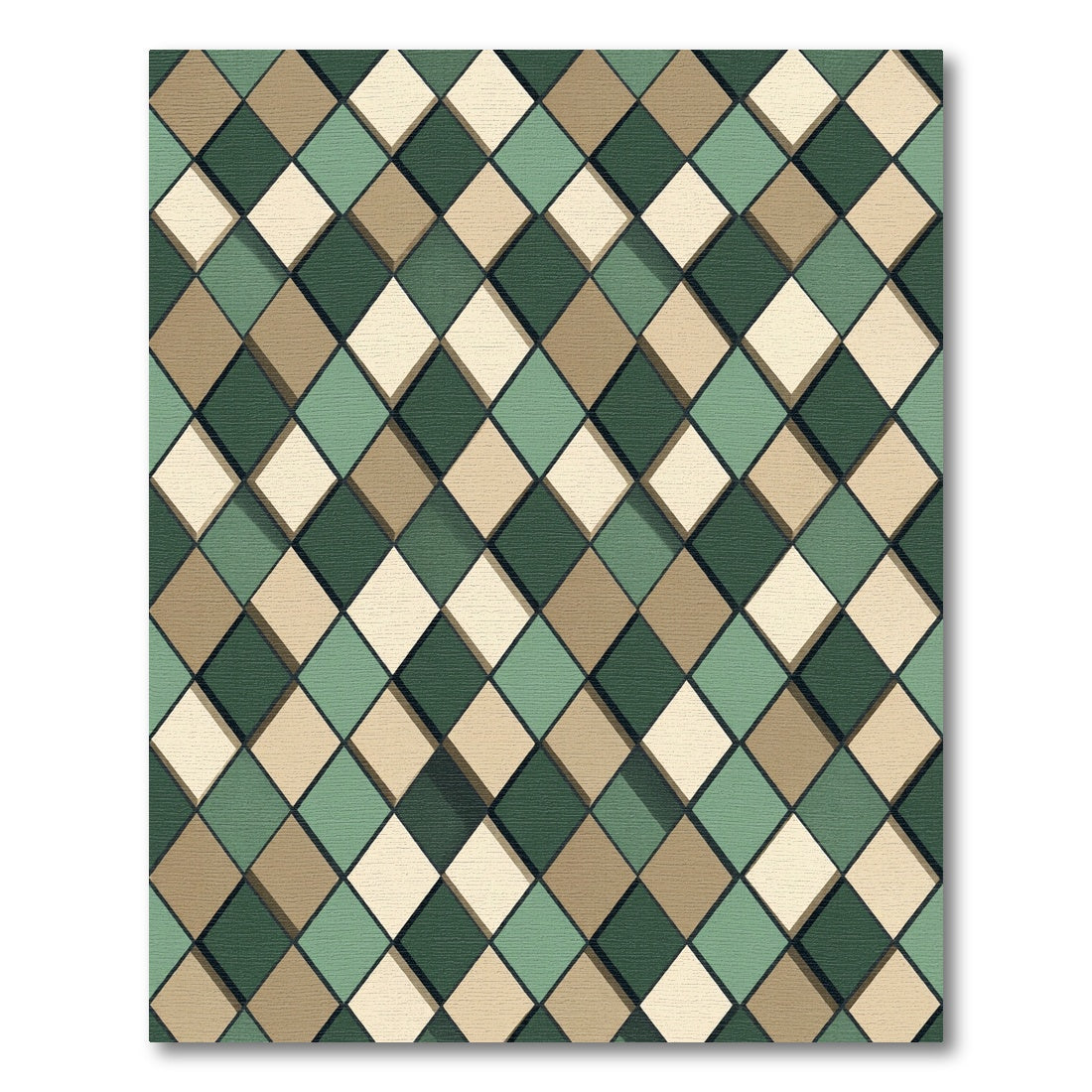 Sage and Taupe Geometric Diamond Rug