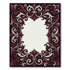 Ornate Burgundy Cream Baroque Scroll Rug
