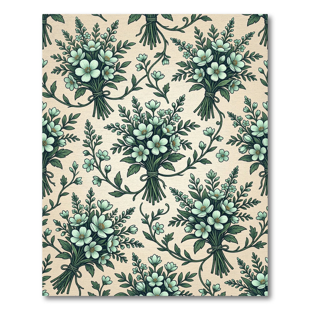 Sage Green Botanical Floral Bouquet Rug