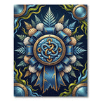 Marine Nautical Knot Shell Fern Medallion Rug