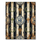 Vintage Navy Striped Wheat Regal Monogram Rug
