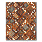 Earthy Terracotta Geometric Floral Lattice Rug