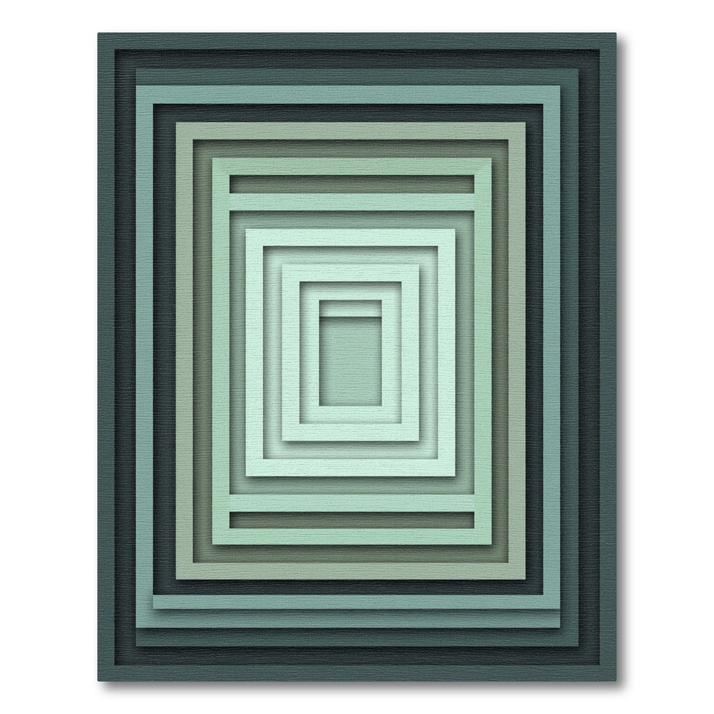 Cool Tones Layered Square Gradient Rug