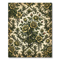 Antique Green Floral Scroll Bouquet Rug