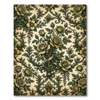Antique Green Floral Scroll Bouquet Rug