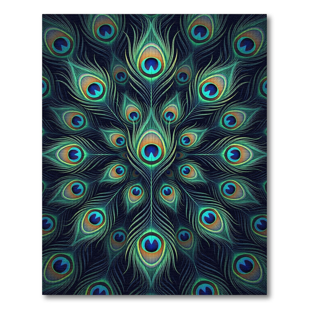 Vibrant Teal Peacock Feather Medallion Rug