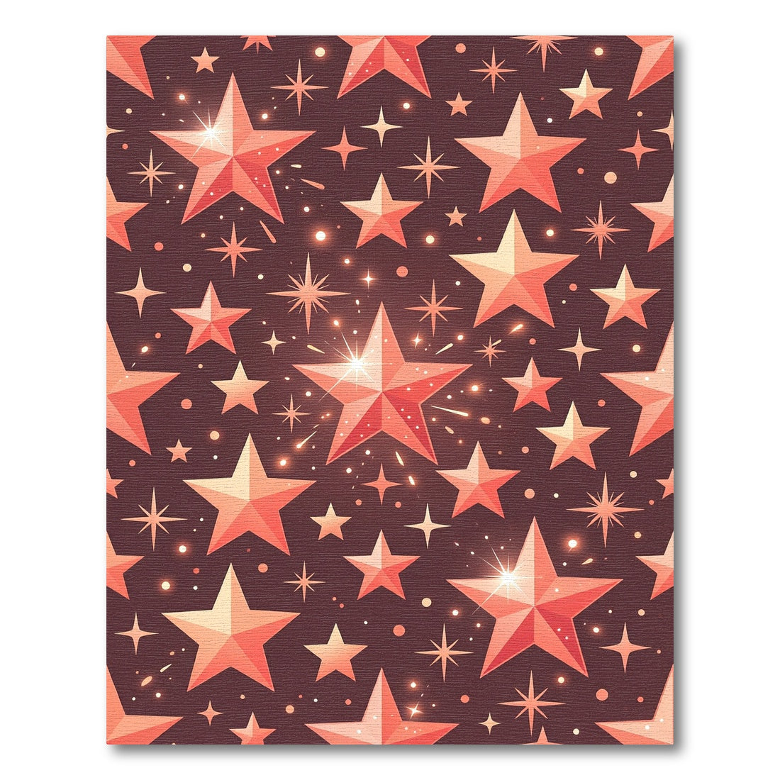 Coral Stars Sparkle Night Sky Rug