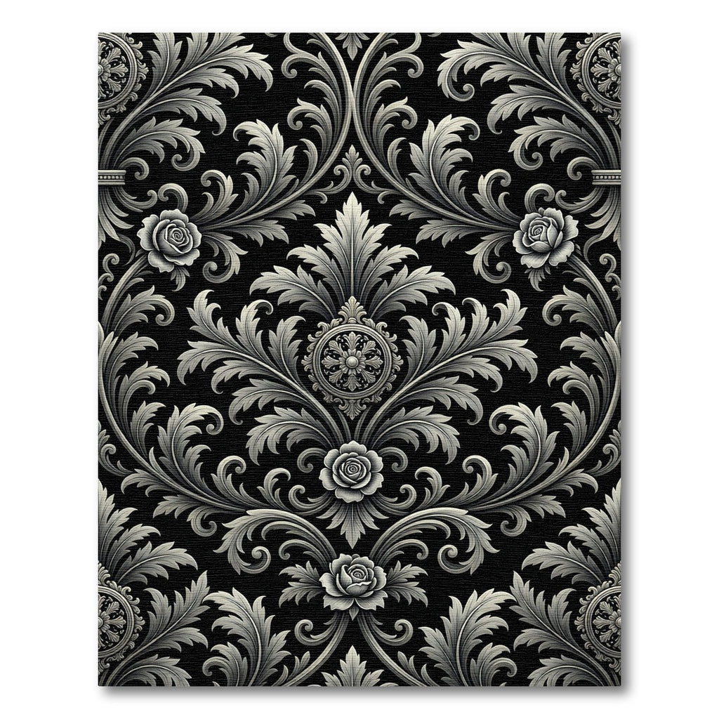 Ornate Floral Scrollwork Embellishment Rug