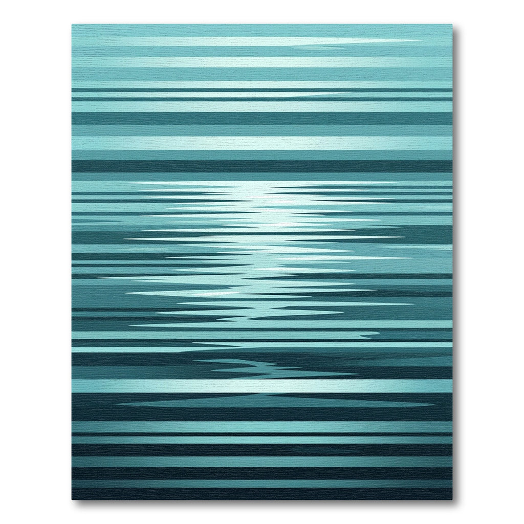 Cool Blue Horizontal Reflection Lines Rug