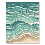 Abstract Teal Sea Wave Tapestry Rug