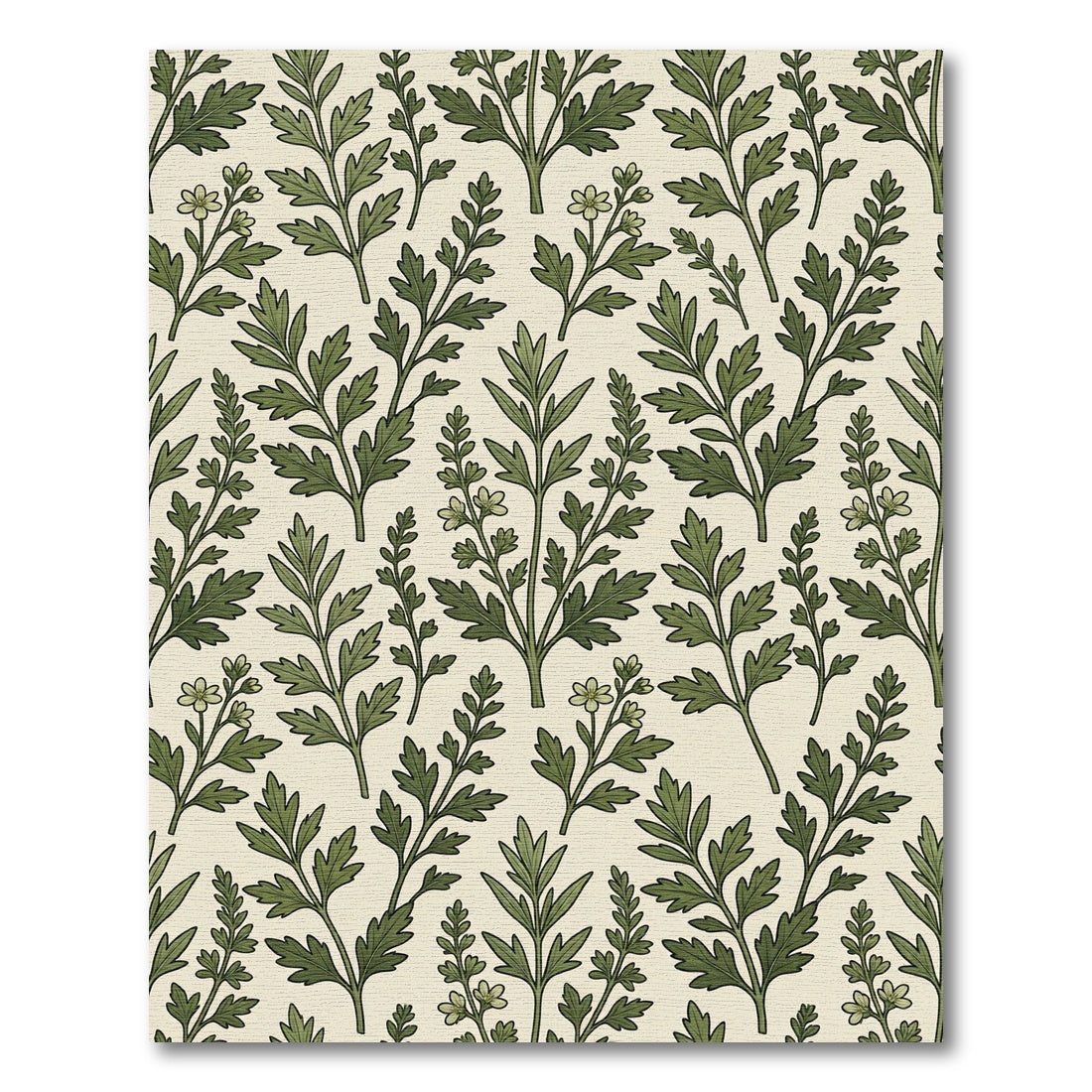 Sage Green Botanical Fern Foliage Rug