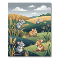 Playful Harvest Field Meadow Mice Rug