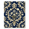 Elegant Navy Gold Baroque Floral Damask Rug
