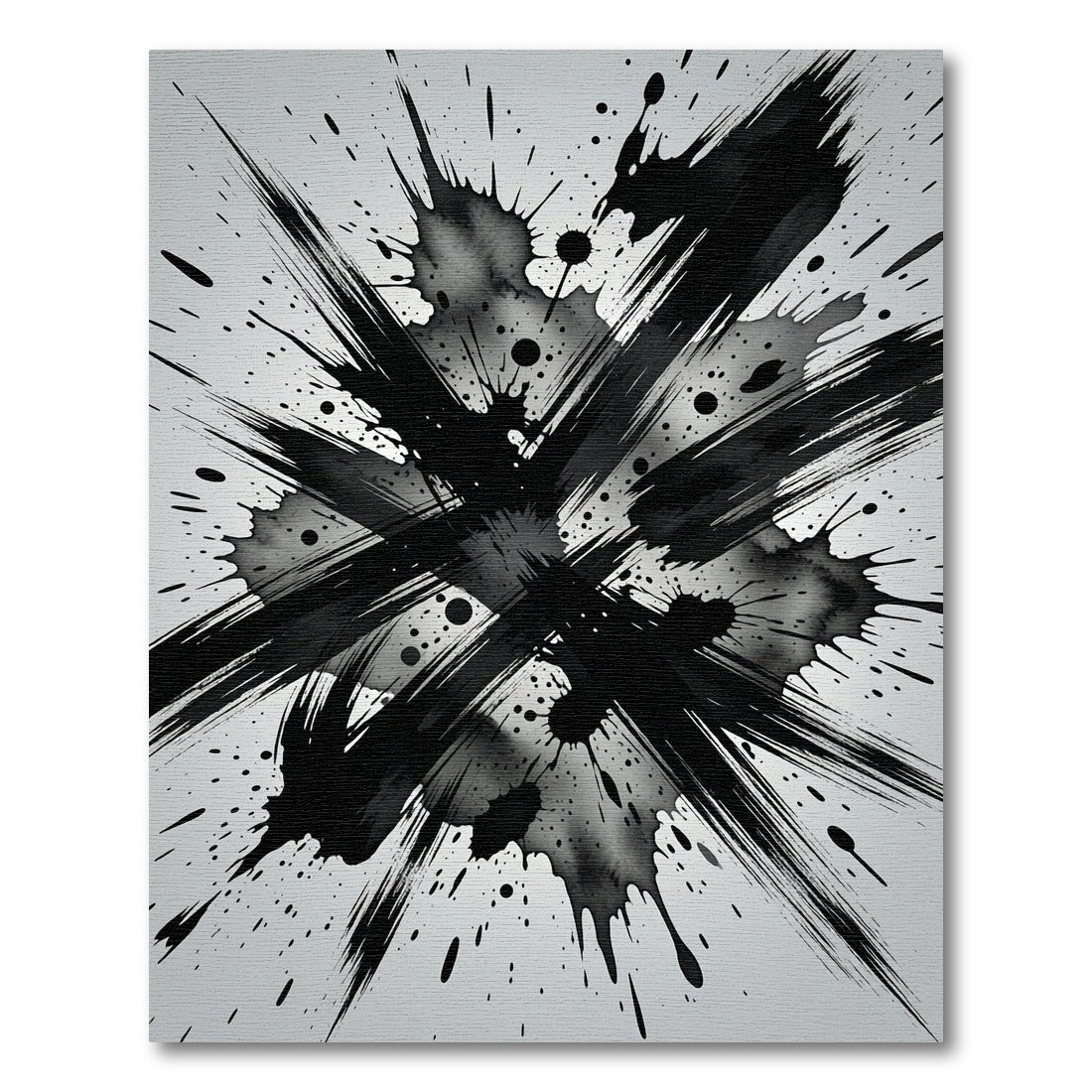 Monochromatic Black Ink Splash Abstract Rug