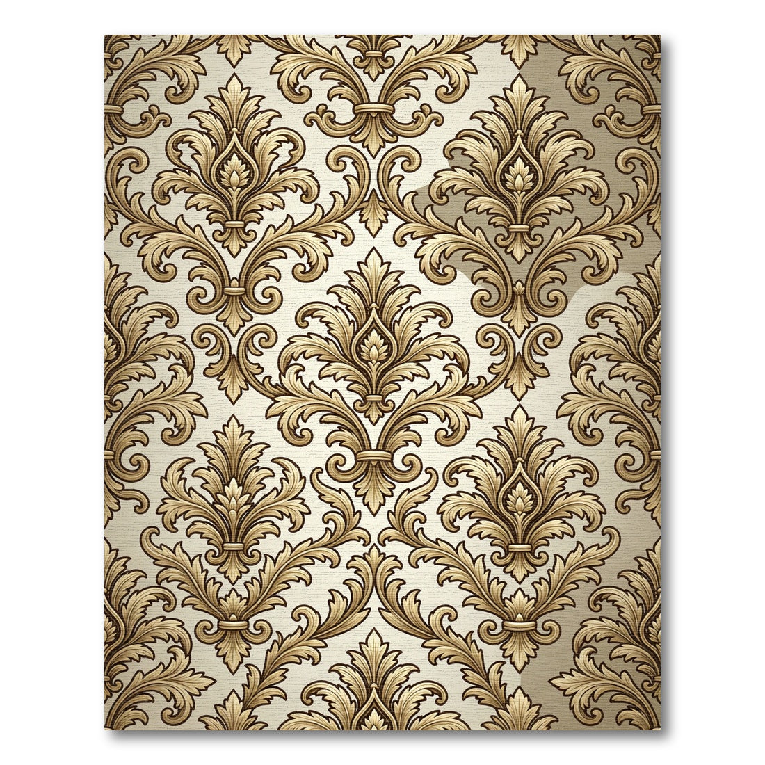 Golden Baroque Damask Scroll Filigree Rug
