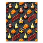 Industrial Orange Yellow Geometric Safety Scene Rug