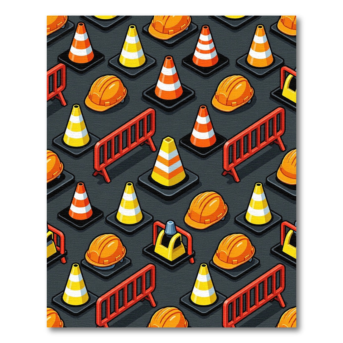 Industrial Orange Yellow Geometric Safety Scene Rug