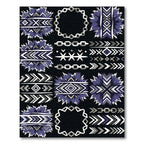 Tribal Blue Geometric Sunburst Frame Rug