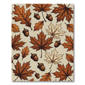 Autumnal Oak Leaf and Acorn Illustration Rug