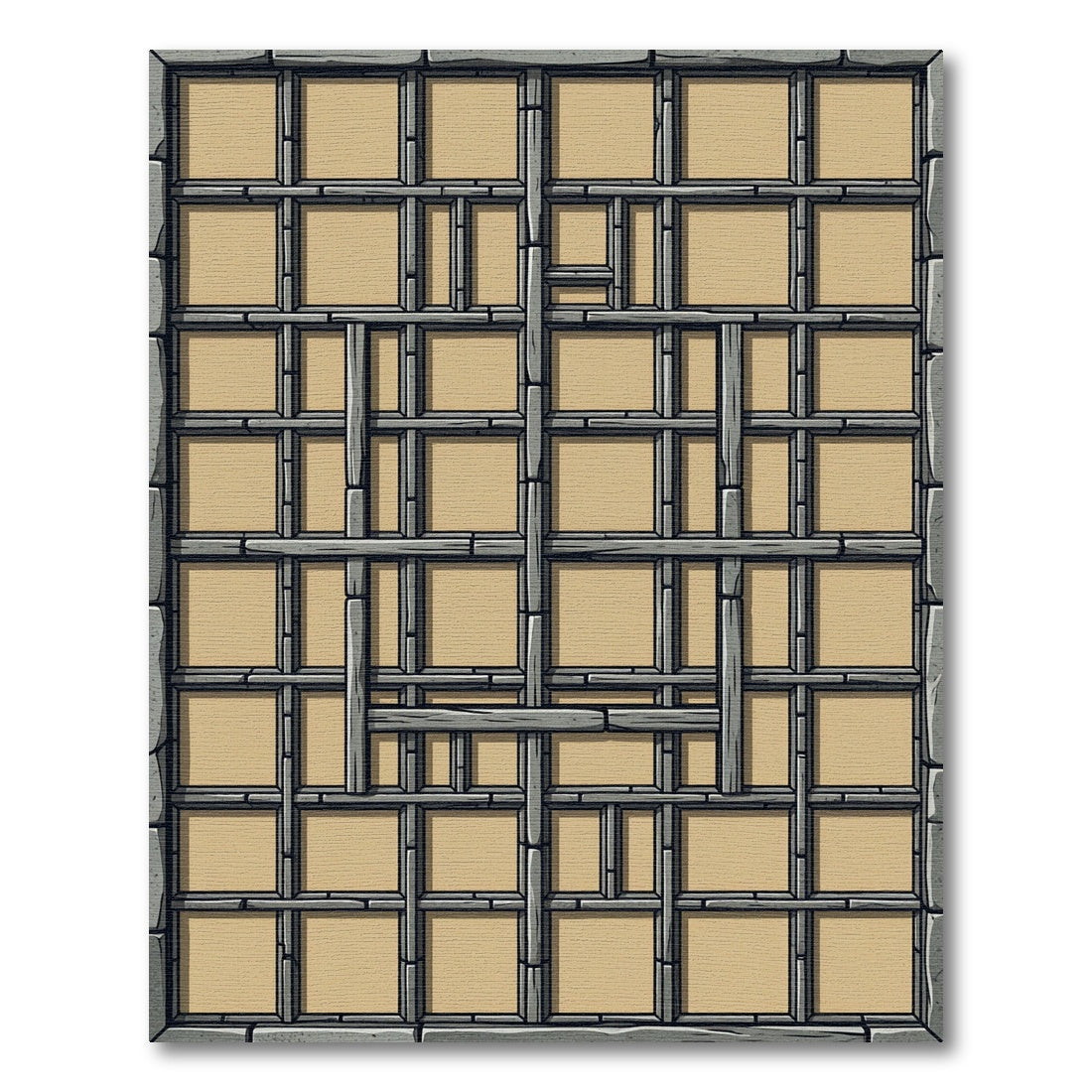 Rustic Stone Grid Abstract Rug