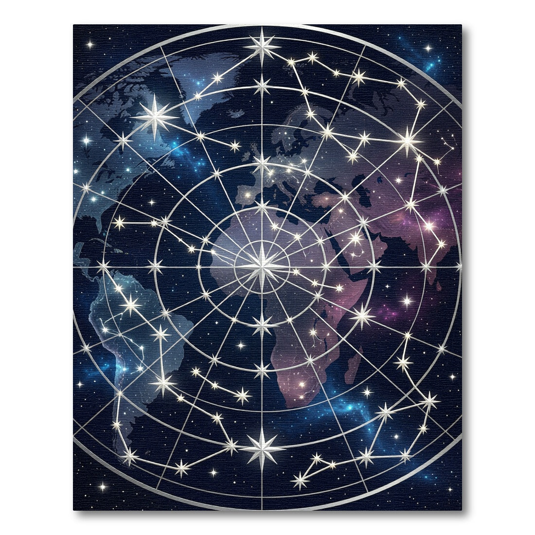 Celestial World Map Starry Constellation Rug