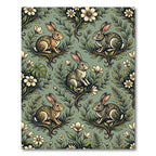 Sage Green Woodland Rabbit Meadow Rug