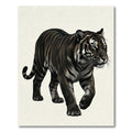 Striking Dark Tiger Walking Silhouette Rug