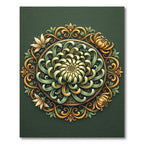 Elegant Olive Chrysanthemum Floral Medallion Rug