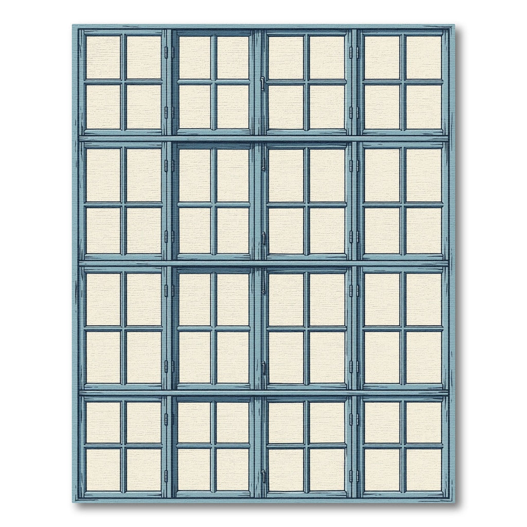 Geometric Blue Gridded Window Pane Rug