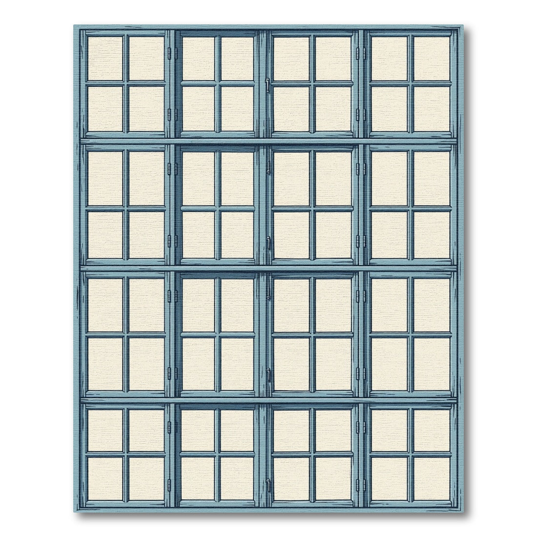 Geometric Blue Gridded Window Pane Rug
