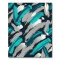 Teal Silver Abstract Brush Strokes Rug