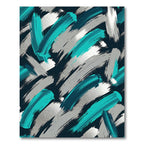 Teal Silver Abstract Brush Strokes Rug