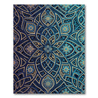 Intricate Teal Gold Arabesque Floral Rug
