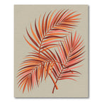 Vibrant Coral Palm Fronds Rug