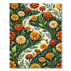 Vibrant Marigold Floral S-Curve Winding Rug