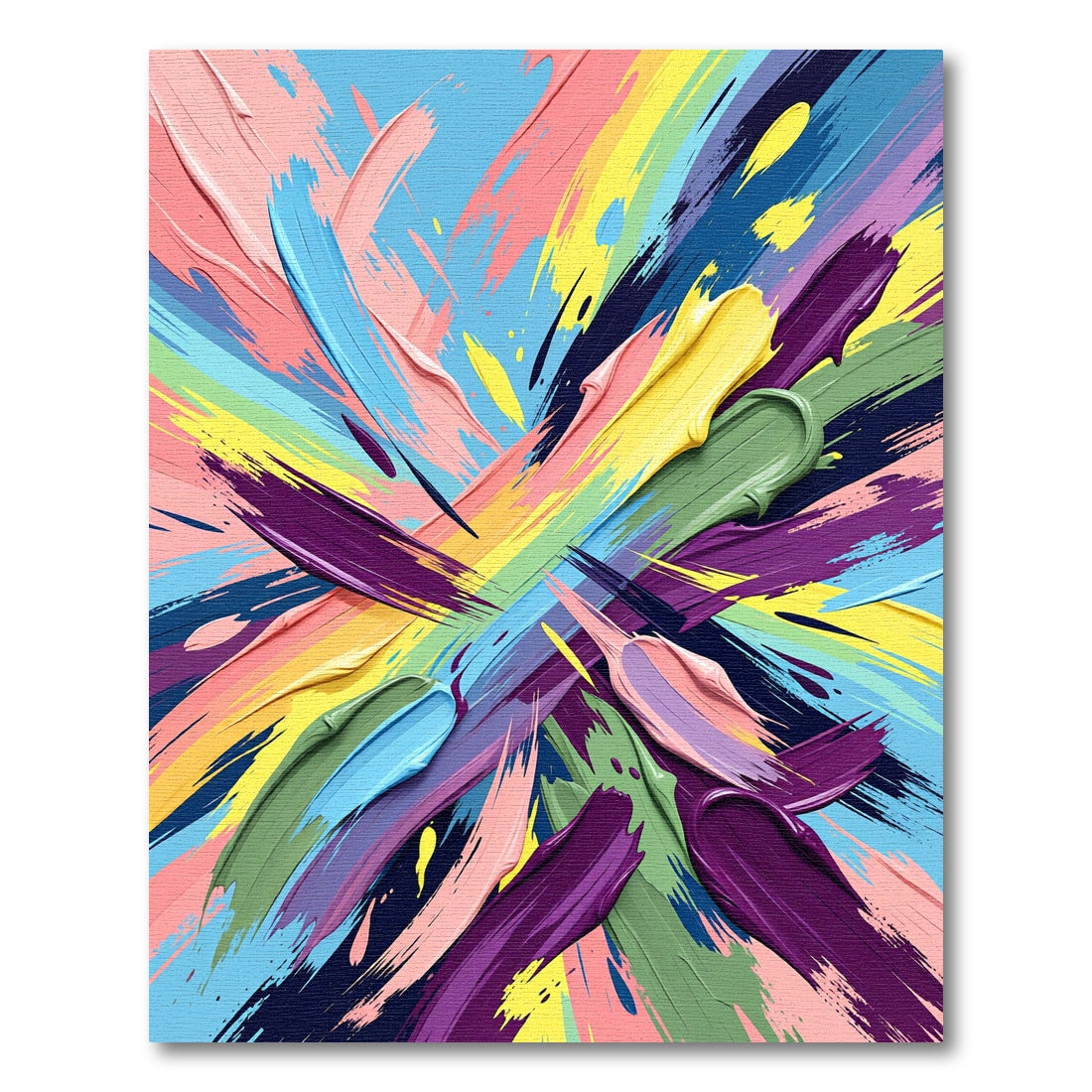 Vibrant Rainbow Brushstroke Explosion Rug